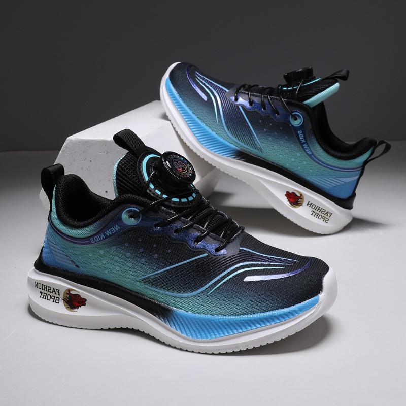 Boys' Red Hare Breathable Mesh Running Shoes with Rotating Buckle – Trendy, Wear-Resistant Autumn Sports Sneakers for Students
