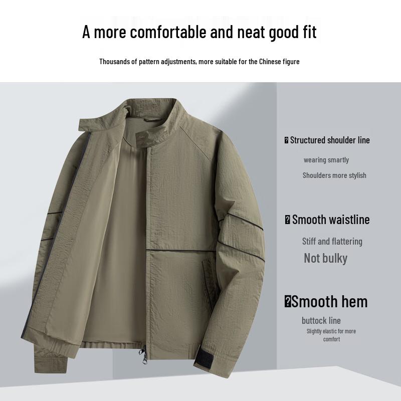 SHANSHAN Men's Windproof Stand Collar Business Casual Jacket