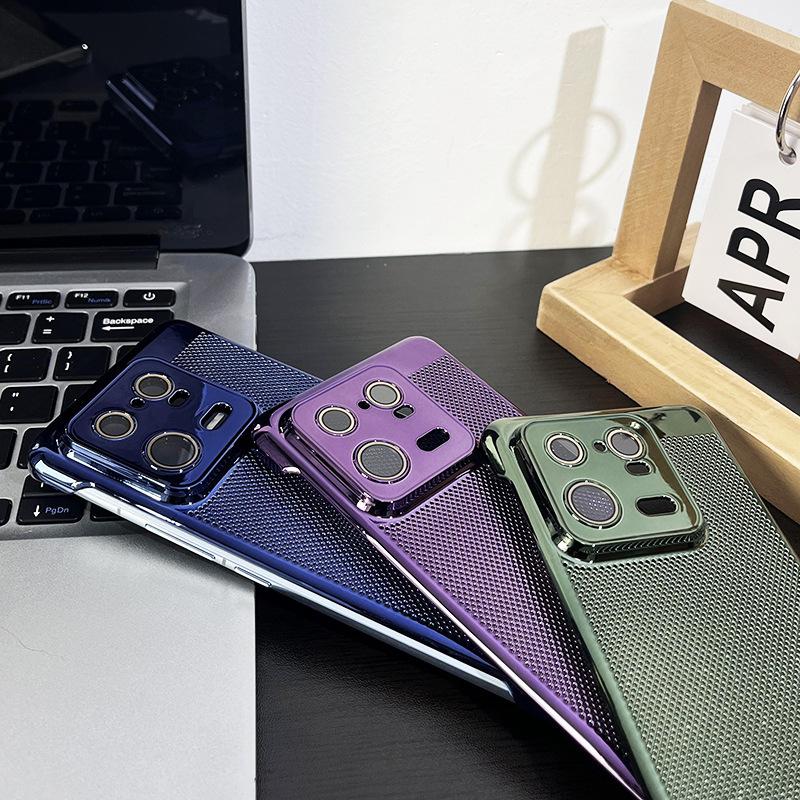 Compatible with Xiaomi 13 ULTRA electroplated cooling mesh phone case, Xiaomi 14 comes with lens protector, shockproof PC hard case