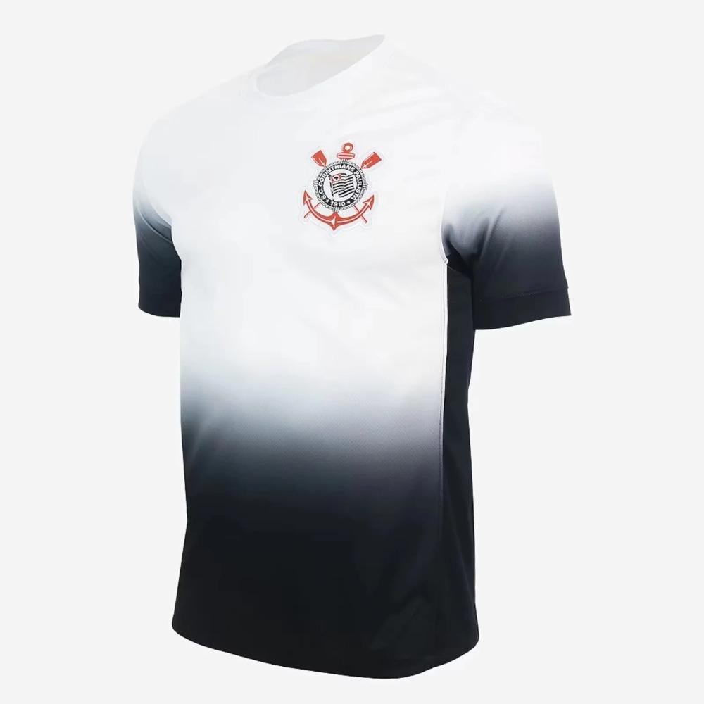 Camiseta de Fútbol de Verano Brasil Timão Corinthians con Rayas Negras Conjunto Familiar a Juego para Deportes Moda Urbana Ropa Casual
