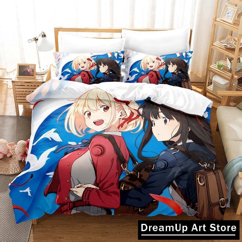 3D-Druck Mode Anime Lycoris Recoil Bettwäsche Set Jungen Mädchen Twin Queen Full Size Bettbezug Kissenbezug Bett Erwachsene Schlafzimmer