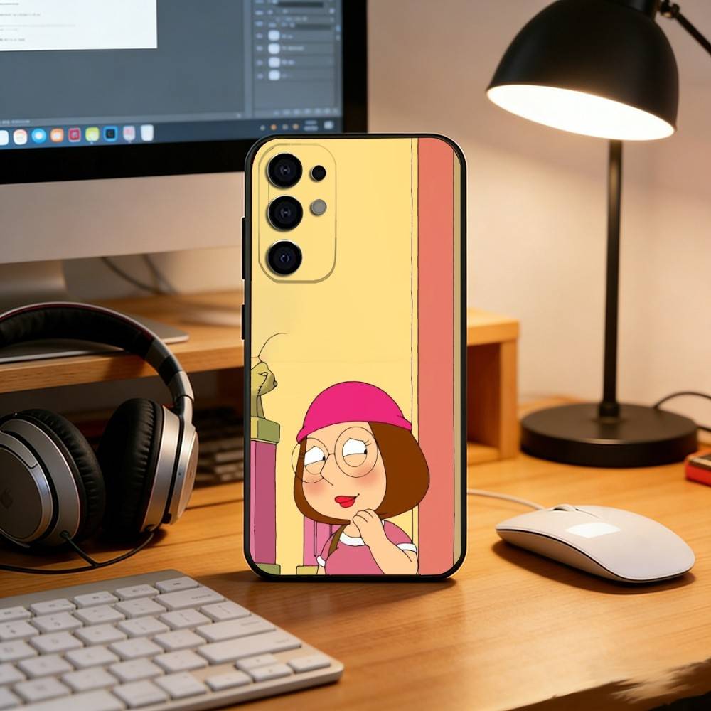 Cute cartoon Unlucky Meg Phone Case For Samsung S25,S24,S21,S22,S23,S30,Ultra,S20,Plus,Fe,Soft Silicone Black Cover