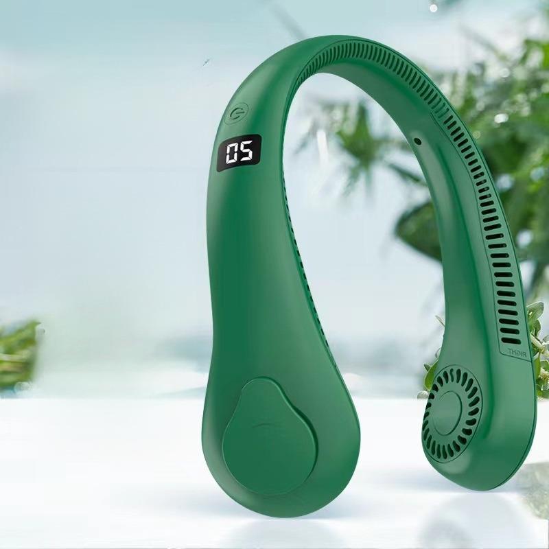 Portable Neck Hanging Fan Usb Rechargeable Small Electric Fan Leafless Full Range Cooling Neck Hanging Fan Lazy Portable Cooling