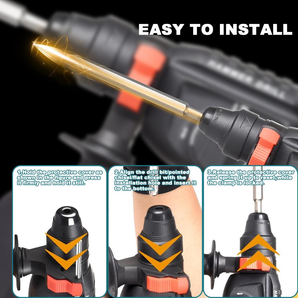 PATUOPRO 26MM Brushless Cordless Rotary Hammer Drill Electric Hammer Impact Drill Rechargeable Power Tool Fit Makita 18V Battery