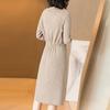 Spring Autumn Lapel Knit Dress Women's Long Loose Tie Sweater Dresses