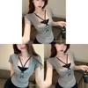 Summer Girl Butterfly Knot Lace T Shirt With Embroidery For Casual Wear
