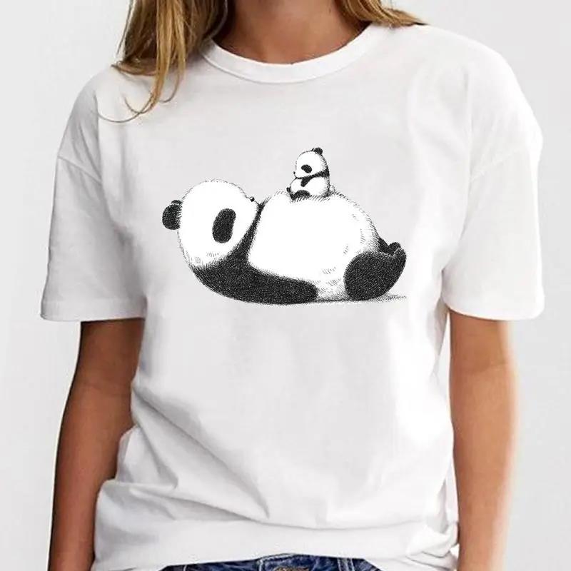 New Panda Lovely Cute T-shirt Clothing Cartoon Graphic Print Short Sleeve Fashion Casual T Shirt Women Soft Clothing