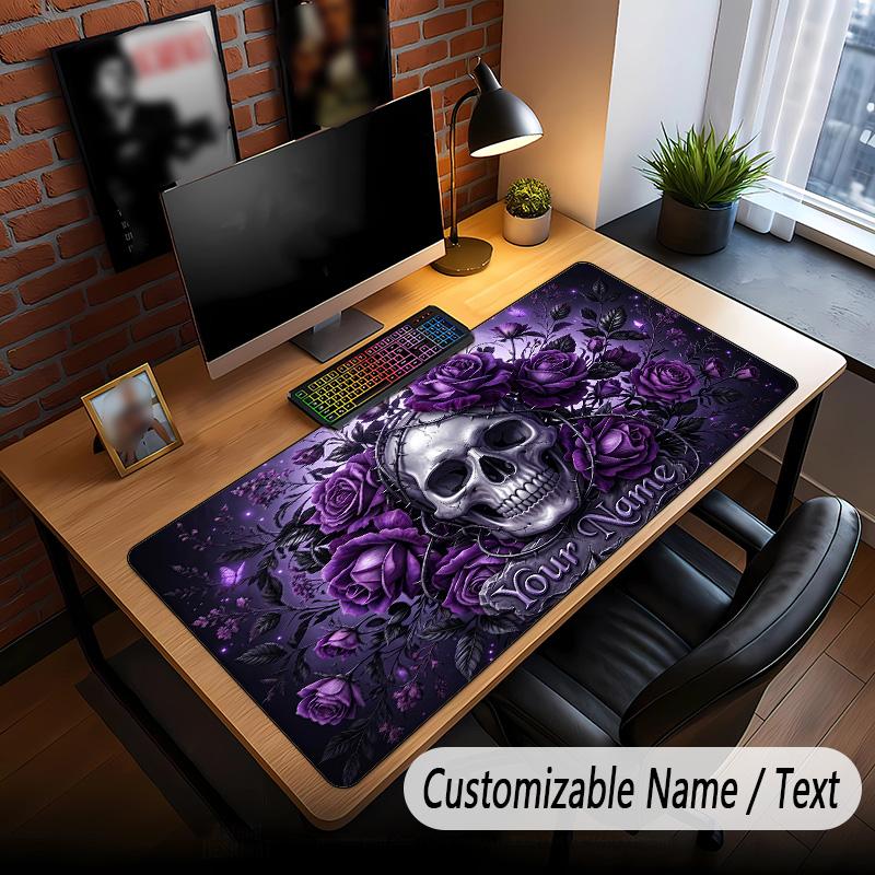 Skull Gothic Theme Custom Mouse Pad Personalized With Name Text Customized Desk Mat For Office Home Decor