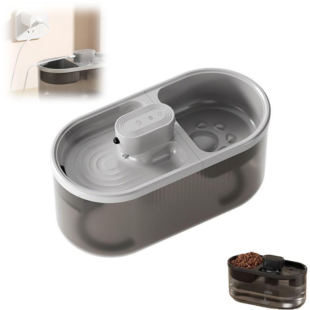 2in1 Cat Water Fountain Circulation Filtration Anti-Dry Burning Pet Automatic Feeder Wireless Recirculate Filtering