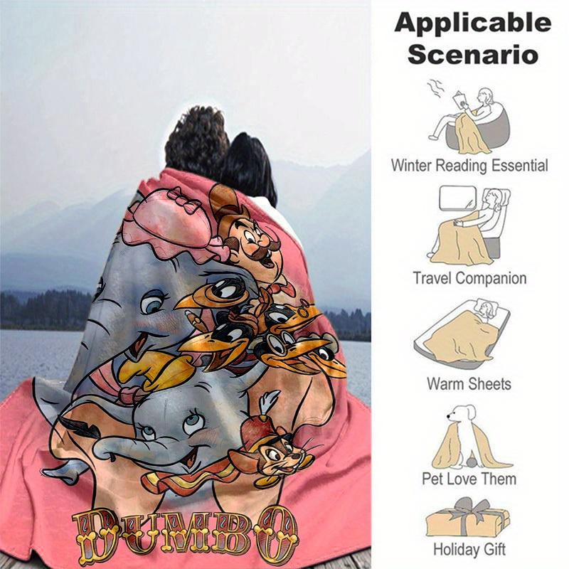1pc, Dumbo Elephant & Friends Throw Blanket Soft & Cozy Home Decor for Couch, Bed, Travel, Camping, Car, Beach, Office Nap Perfect Gift