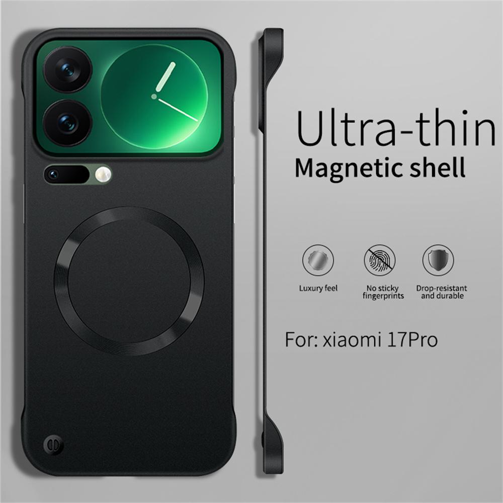 Plating Metallic Color Frameless Magnetic Phone Case For Xiaomi 15 17 Pro Max 14 13 Ultra For Magsafe Ultra-thin Cover