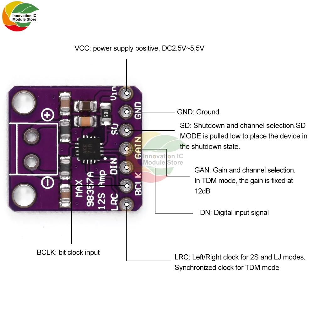 Hochwertiges MAX98357 MAX98357A I2S 3W Klasse-D-Verstärker Breakout-Interface I2S DAC-Decoder für Raspberry Pi Esp32