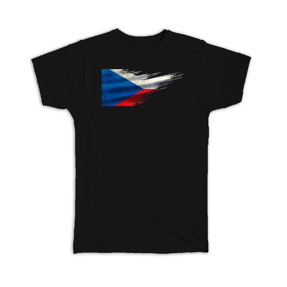 Gift T-Shirt : Czech Republic Flag Modern Country Expat 2XL