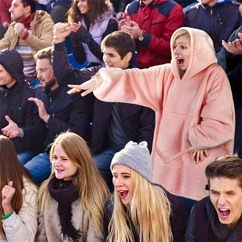 Ultra Soft Cozy Oversized Hoodie Blanket - Reversible Wearable Sherpa Fleece Sweatshirt with Kangaroo Pocket, Machine Washable