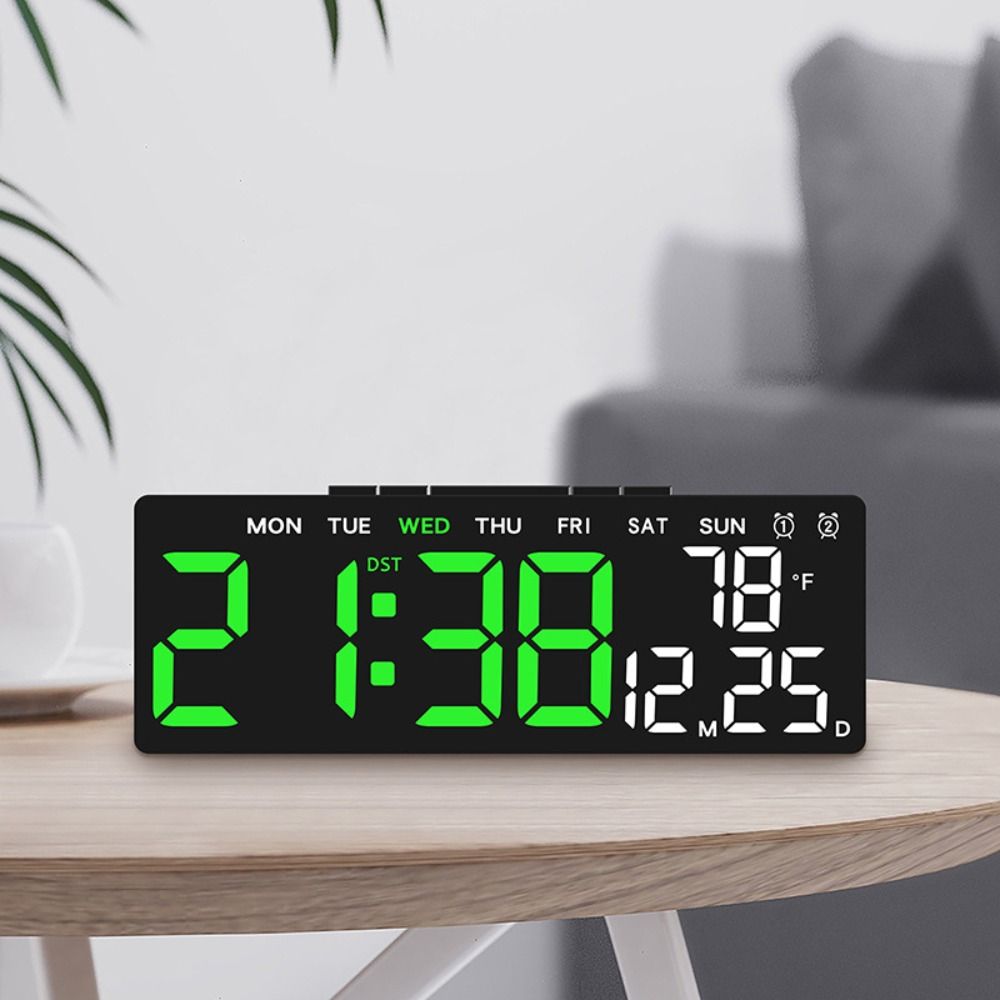 2 Alarms Large Digital Clock 12/24H Format Dual Control Table Clock Alarm Clock  for Living Room