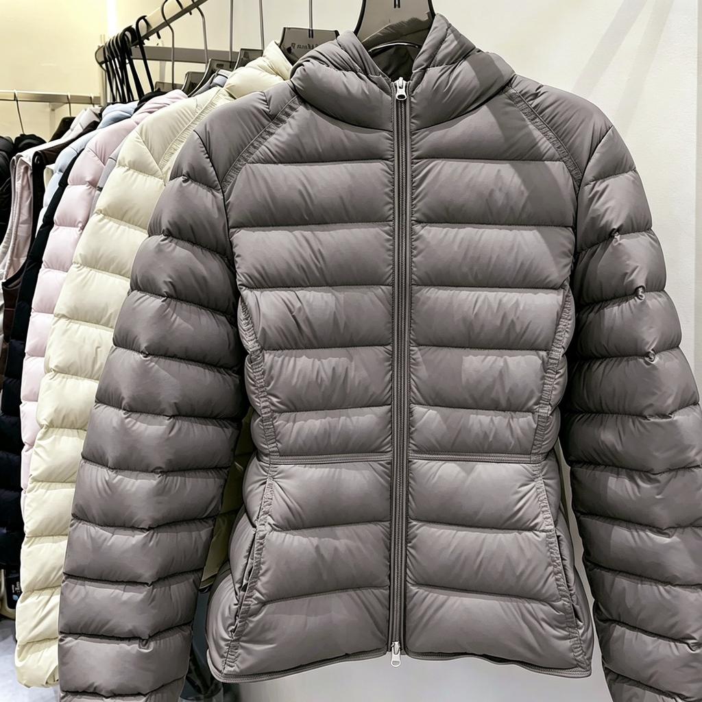 Hooded ribs light down jacket women's new slim and thin white duck down short warm waist jacket