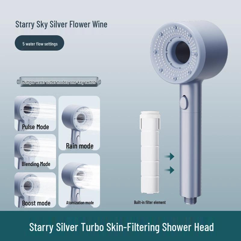 Premium Handheld Five-Speed Pressurized Shower Head Set