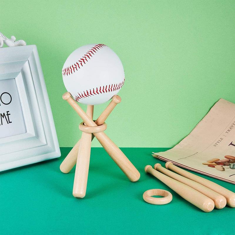 Wooden Baseball Holder DIY Triangle Base Softball Support Rustic Sports Ball Holder Stable Tabletop Decor For Softball Baseball