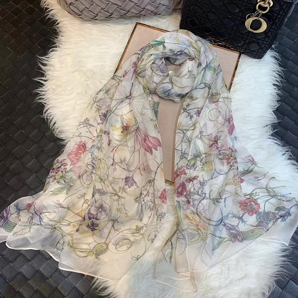 [Bysifa] Green Yellow 100% Silk Chiffon Scarf Fall Winter  Long Scarves Elegant Ladies Summer Beach Shawl Cover-Ups Foulard