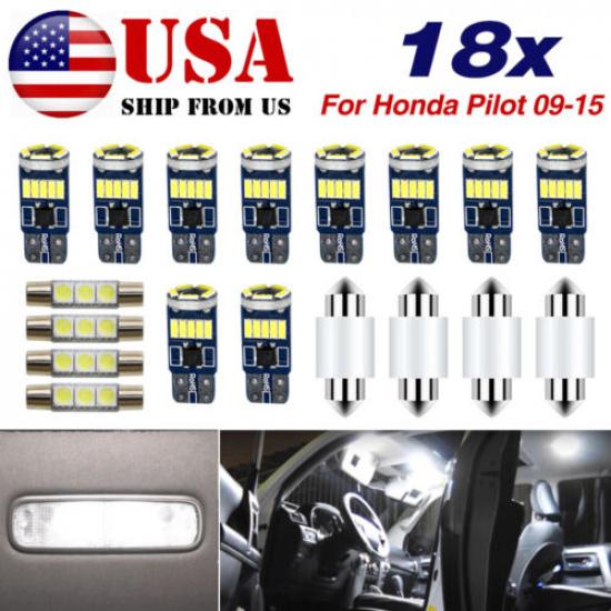 

For Honda Pilot 2009-2015 LED Interior Light Accessories Kit 18x Bulbs WHITE