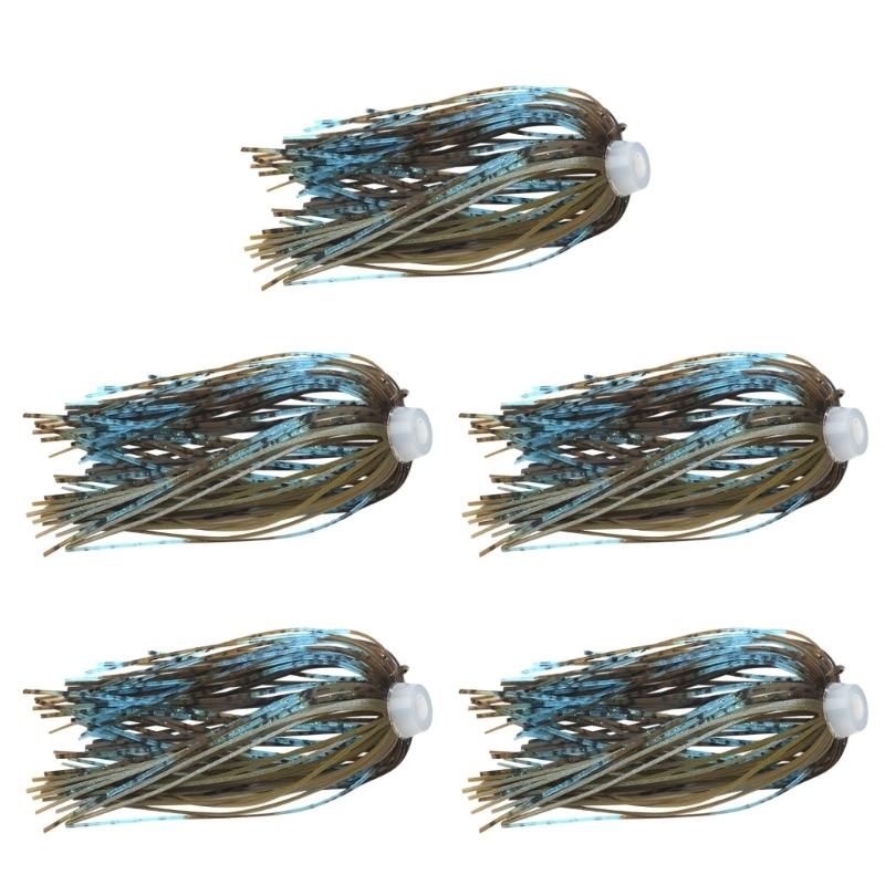 5Pcs Silicone Spinnerbait Skirts DIY Fishing Jig Lures 88 Strands Rubber Skirts