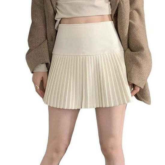 Damen High-Waist A-Linien Faltenrock - Schlankmachend, Kurzer College-Stil für Frühling & Herbst