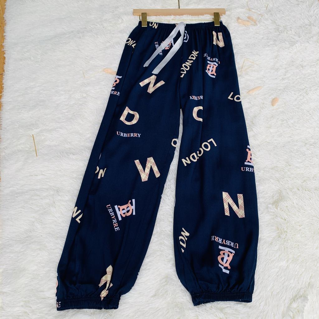 Women's Summer Cotton Silk Anti-Mosquito Loose Beach Bloomers Pajama Pants