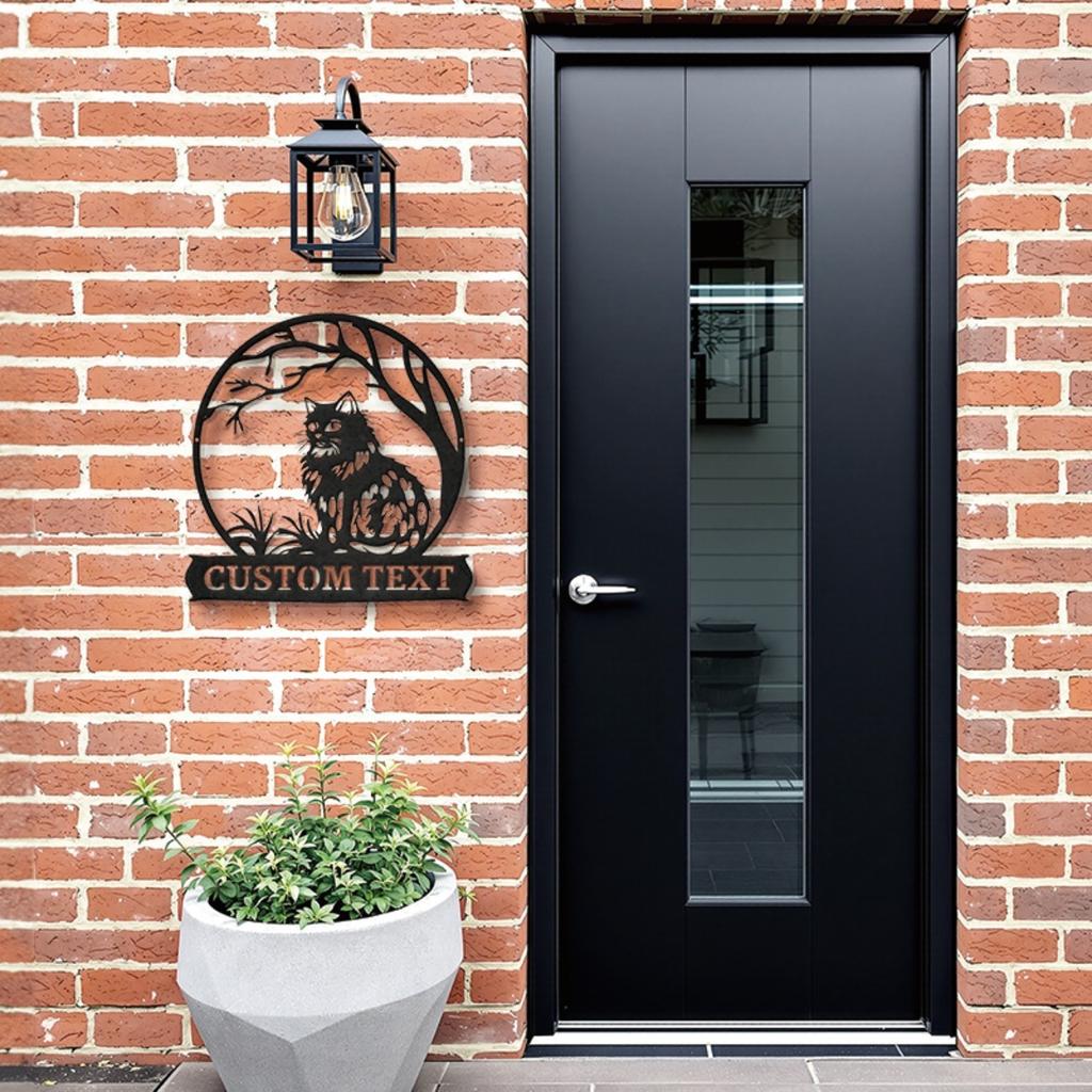 Custom Metal Cat Silhouette Sign Rustic Decor Personalized Text Gift Animal Lover Unique Wall Art