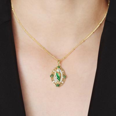 Personality Light Luxury High Sense Virgin Mary Inlaid Zircon Copper Gold-Plated Necklace Side Clip Bead Chain