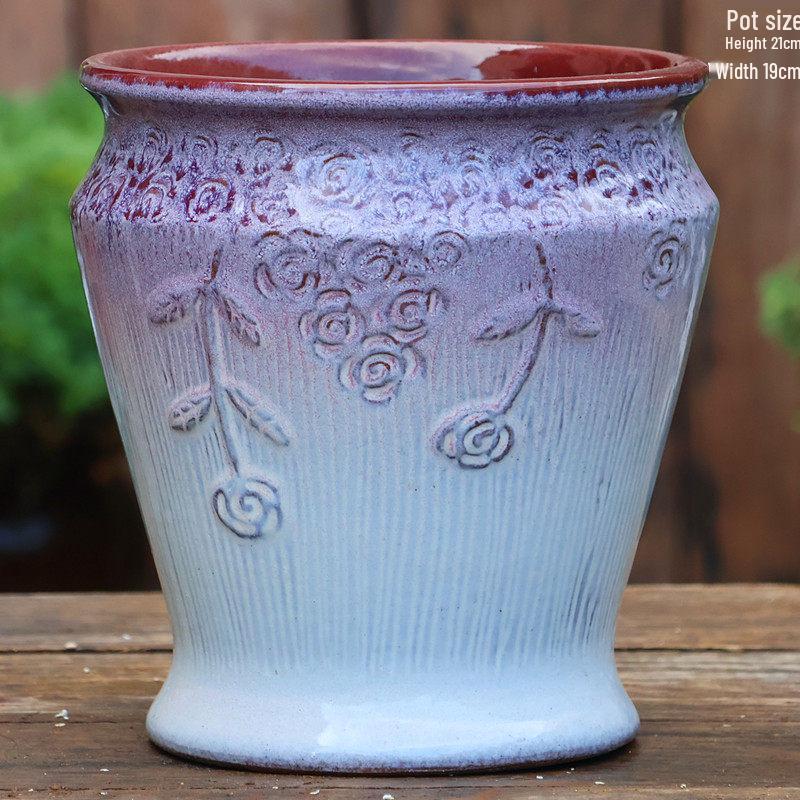Vaso per Succulente in Ceramica Grezza Fatto a Mano - Fioriera Orchidea Intagliata con Ampia Bocca