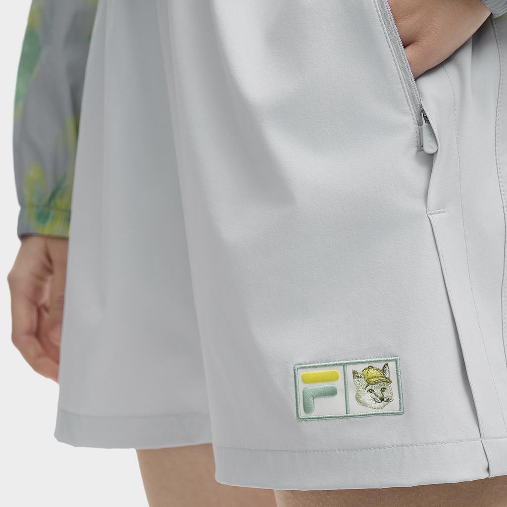 Fila X MAISON KITSUNE Original Fashion Woven Stretch Loose Casual Shorts Women Shorts Misty-Gray F11W529801F-GY