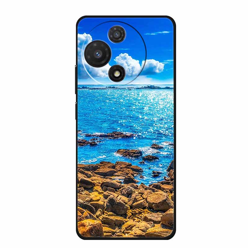 For TCL 605 Case Fashion Flower Protective Black Silicone Soft TPU Back Cover Case For TCL 60 5G 60 SE Case 60SE Coque Funda Bag