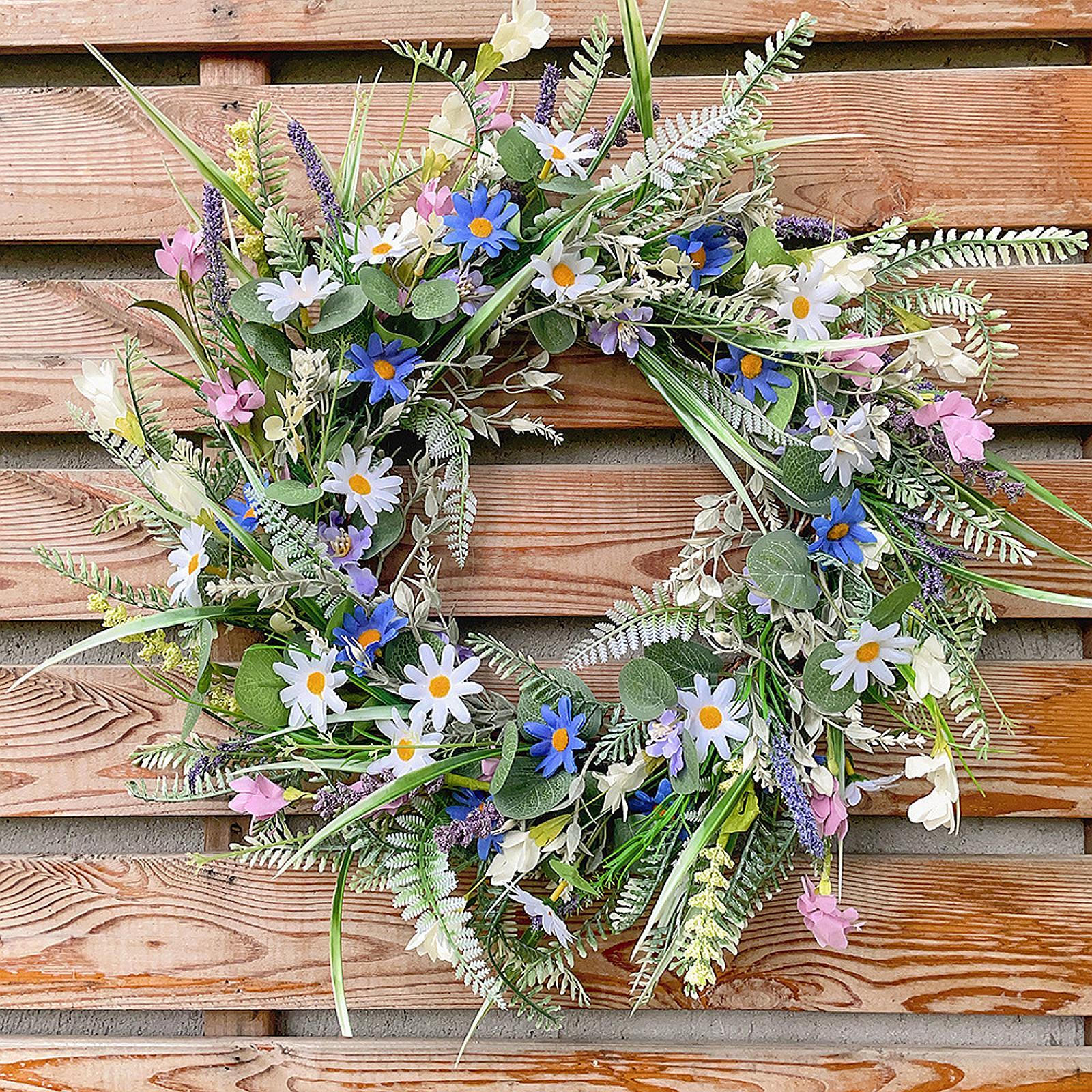 

Artificial Door Wreath Floral Garland Decorative Hanging Ornament Spring Centerpiece Crafted with Style A