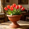 Vaso da Fiori in Plastica, Fioriera a Forma di Calice, Fioriera Leggera con Fori di Drenaggio Decorativi per Interni Esterni Giardino Patio