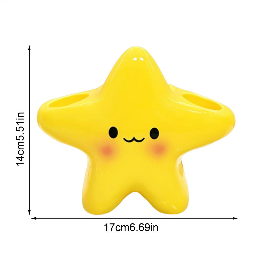 1PC Cute Star Toothbrush Holder Non-Slip Cartoon Bathroom Decor for Toothpaste Shaver, Shower Counter Home Dorm