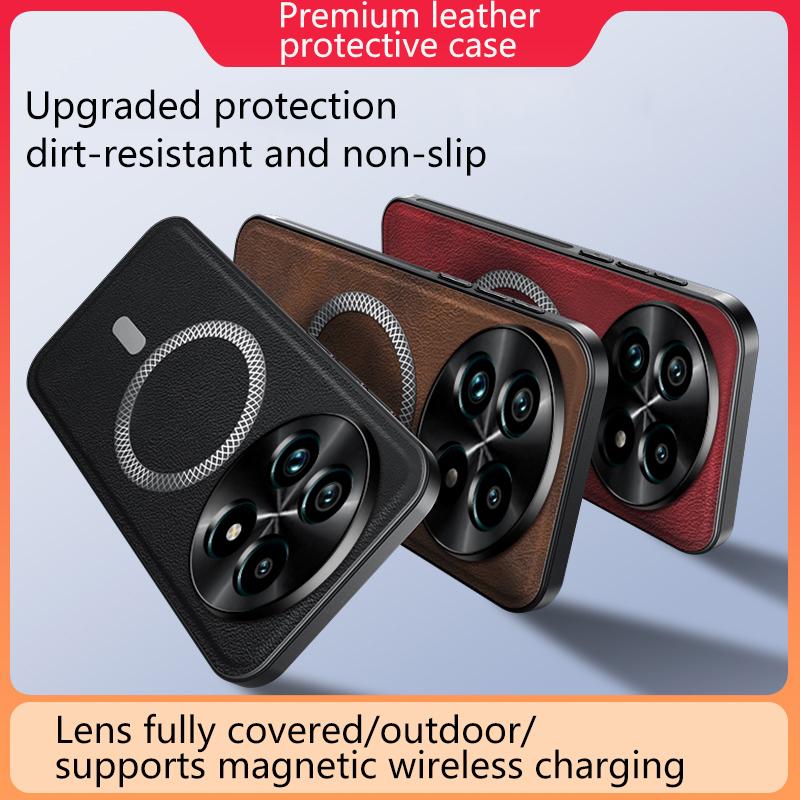 For Realme 13 Pro 5G Case Magnetic Elegant Leather Wear-Resistant Lens Fully Covered Non-Slip Grip Edge Cover Shell
