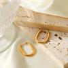 Minimalist geometric gold-plated stainless steel earrings, Ins style cool aesthetic titanium steel ear jewelry, fade-resistant