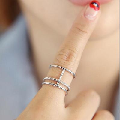 Modish Fashionable Temperament Micro Inlaid High Quality Sterling Silver Color Jewelry Multi Layer Cross Opening Personality Rings R248Fashion