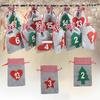 24PCS DIY Hanging Candy Gift Sacks Christmas Decoration Christmas Advent Calendar Countdown Bag