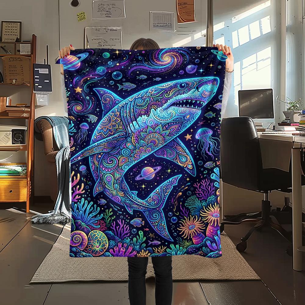 Colorful Line Marine OrganismsPrint Flannel Blanket,High Quality Comfortable for All Seasons,Home Decor,Warmth and Comfort,Perfect for Christmas Gifts