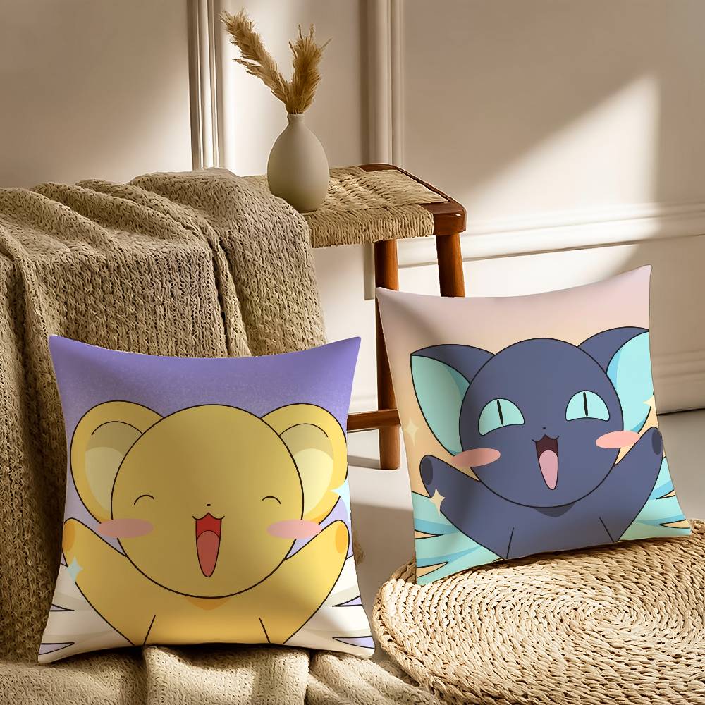 C-Cardcaptor AnimeS-Sakura Pillow Case Sofa and Living Room Decorative Cushion Covers Dust-proof and Mite-proof Invisible Zipper