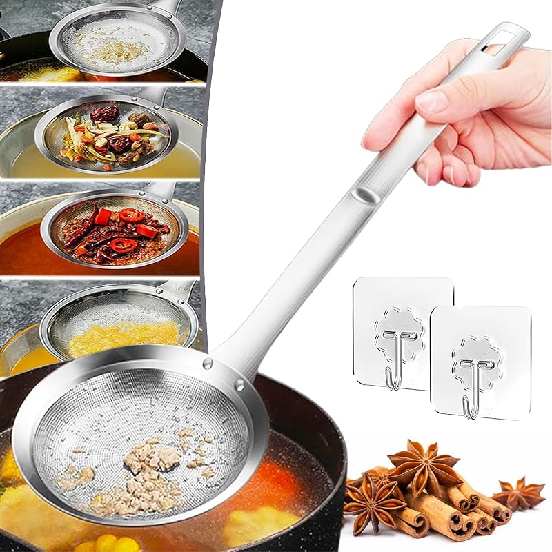 Fine Mesh Stainless Steel Colander, Beyonddraw Fine Mesh Stainless Steel Colander Spoon, 304 Stainless Steel Extra Fine Mesh Strainer for Oil Filter Small