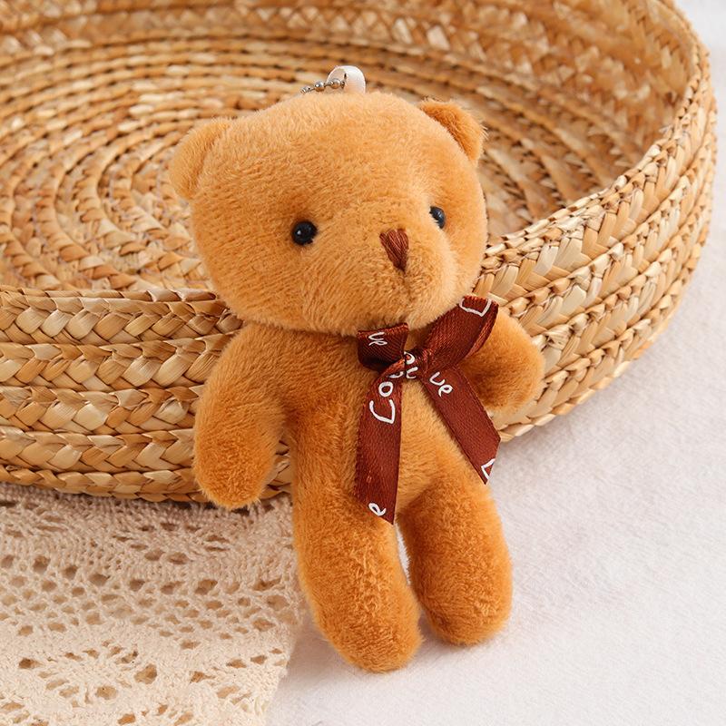 1pc Plush Bear Keychain Soft Stuffed Toys Cute Mini Teddy Bear Plush Doll For Girl Bag Pendant Key Ring Wedding Party Decoration