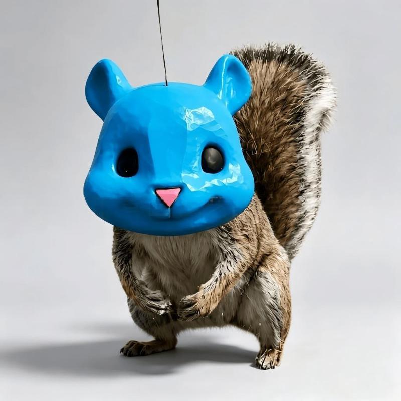 3D Printed Cute Squirrel Head Feeder Fun Animal Face Hanging Pendant Feeder Outdoor Garden For Home Decoration Gifts