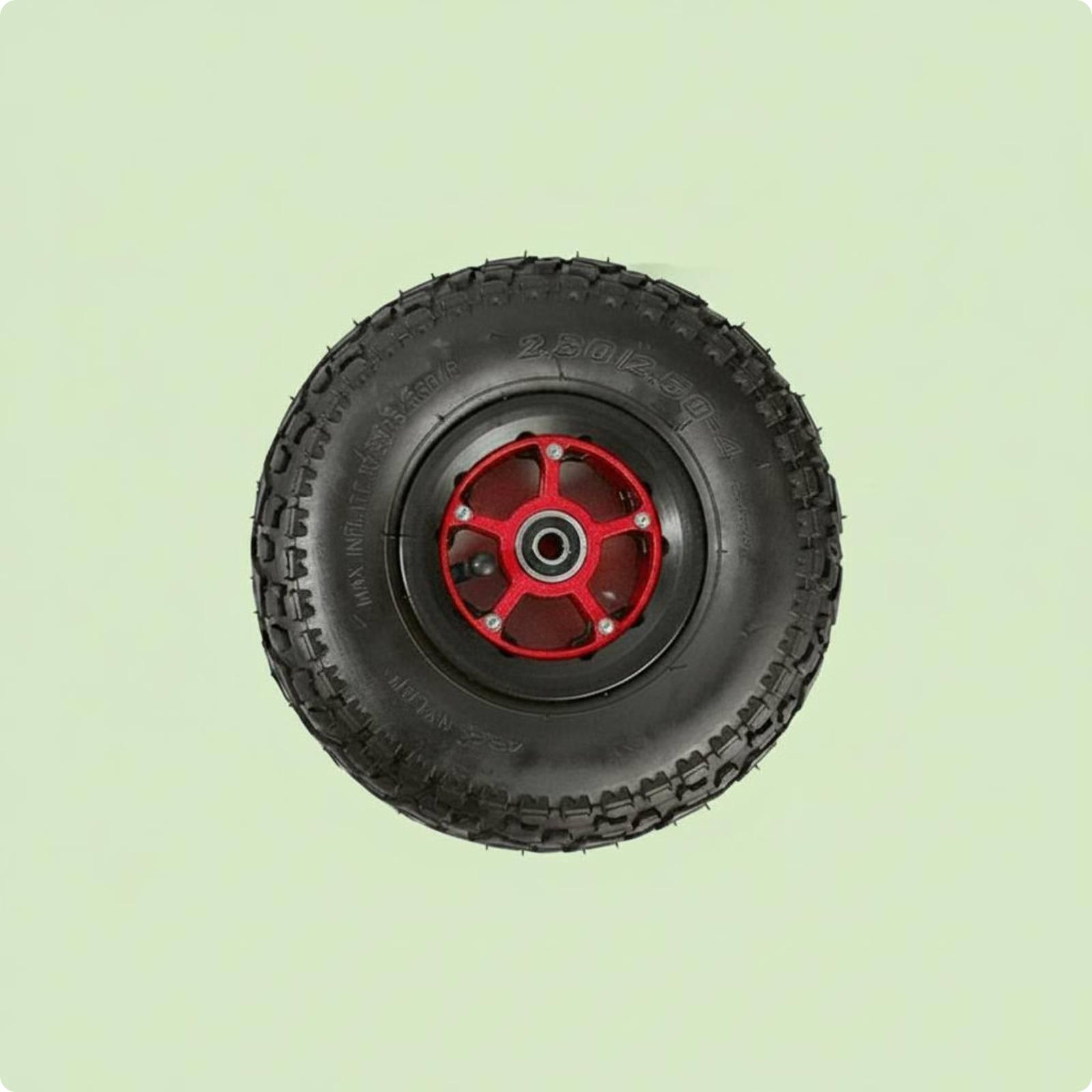Inflatable Wheel 9-Inch Knobby Pattern Wheel Vehicle Part Heavy Duty Even Rolling красный