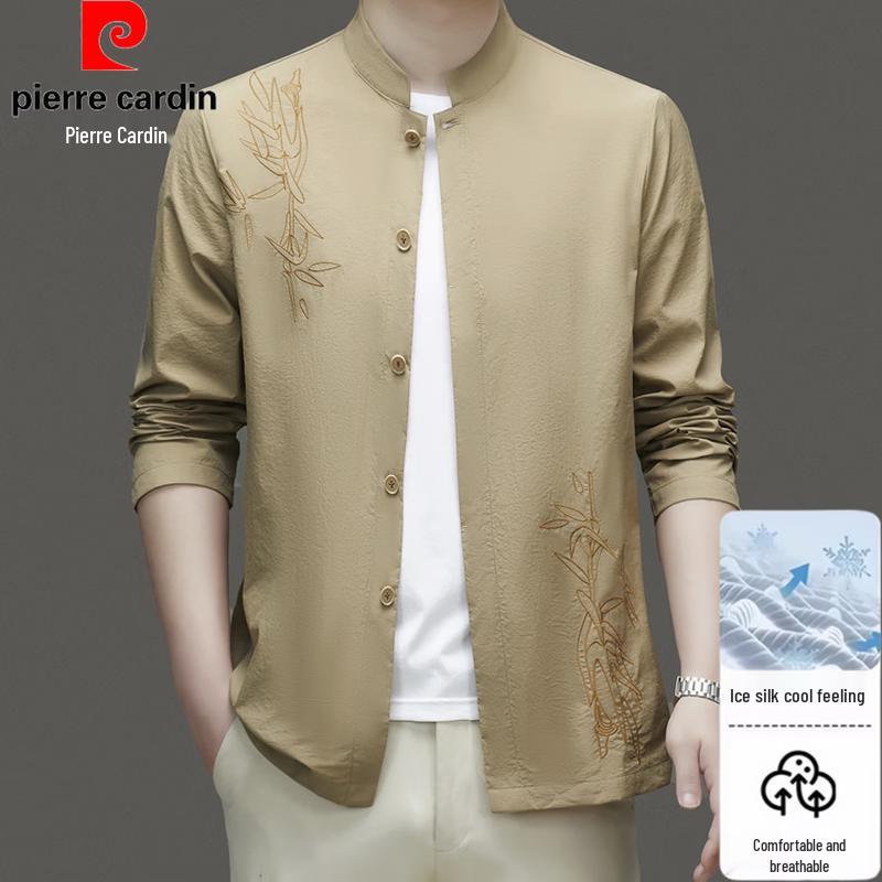 Pierre Cardin Men s Chinese Style Embroidered Sunscreen Shirt XL