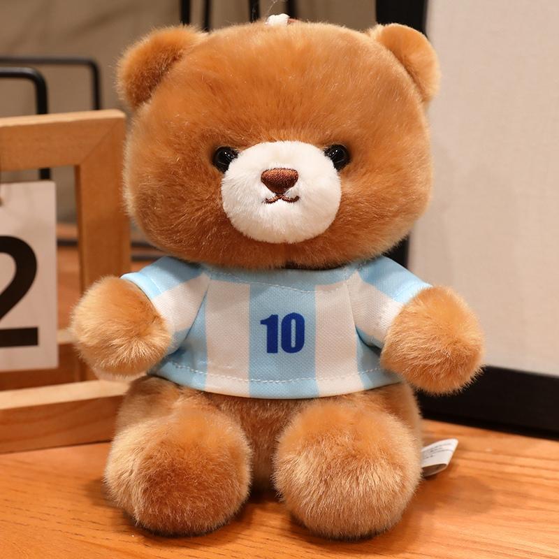 16Cm Football Jersey Bear Plush Pendant Stuffed Dressed Sport Animal Keyring Decor Plushie For Bag Gift