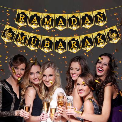 Ramadan Dekoration Papier Banner Girlande 2025 Eid Mubarak Mond Stern Moschee Hängender Wirbel Schmuck Islamisch Muslimische Party Heimdeko