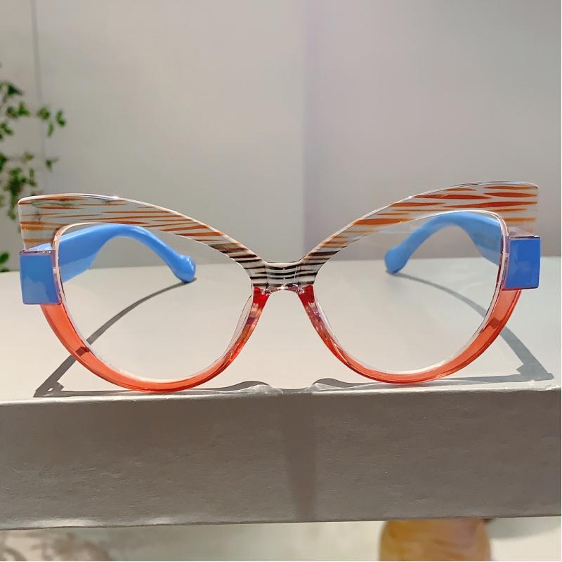 Oversize Cat Eye Glasses Stylis Color Blocking Design Green Glasse Chic Leopard Print Eyeglasses Fashion Line Adorn Gradient