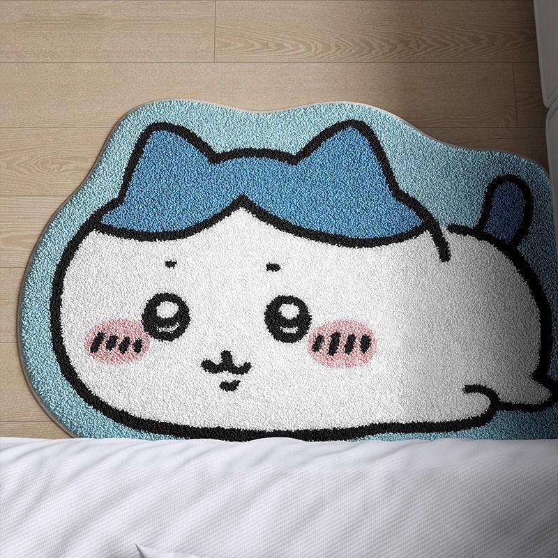 Chiikawa Mädchenschlafzimmer Teppich, Geformter Kinderteppich aus Kunstwolle, Eingangsteppich im Cremestil, Weicher Bequemer Niedlicher Cartoon-Bereichsteppich